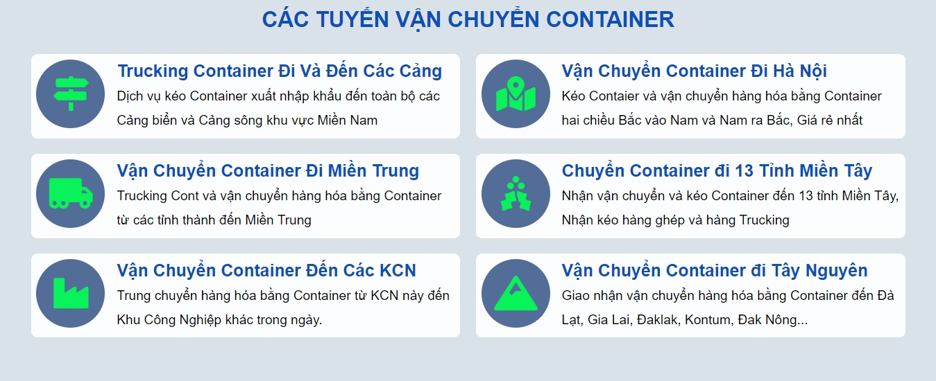 Các tuyến vận chuyển