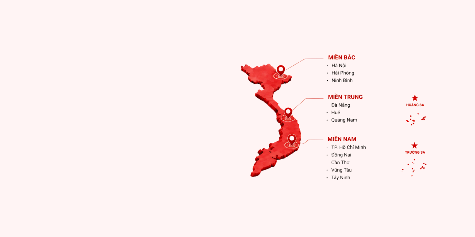 Bản đồ mạng lưới vận tải giao nhận hàng hóa toàn quốc của Vận tải Phan Khánh.